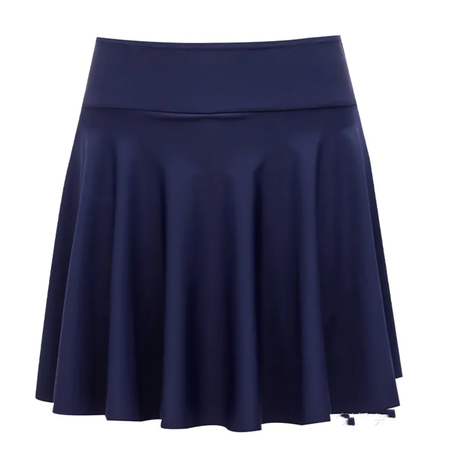 High-Waist Pleated Swim Skirt Bottom
