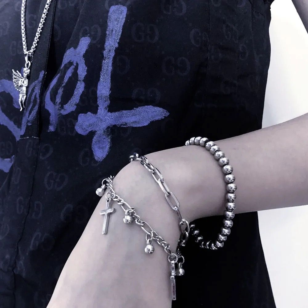 Vintage Cross Charm Chain Bracelet