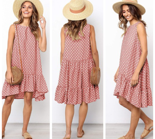 2019 Summer New Women's Ruffle Midi Dress (Polka Dot)