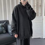 Half High Neck Ripped Sweater for Autumn and Winter