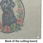 Labrador Retriever Christmas Flowers Glass Cutting Board