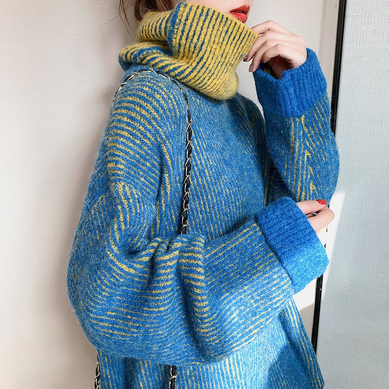 Loose Knit Turtleneck Sweater for Women
