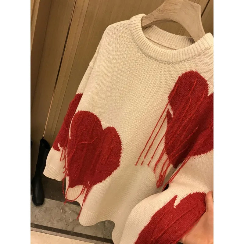 Handmade Tassel Loose Crew Neck Sweater