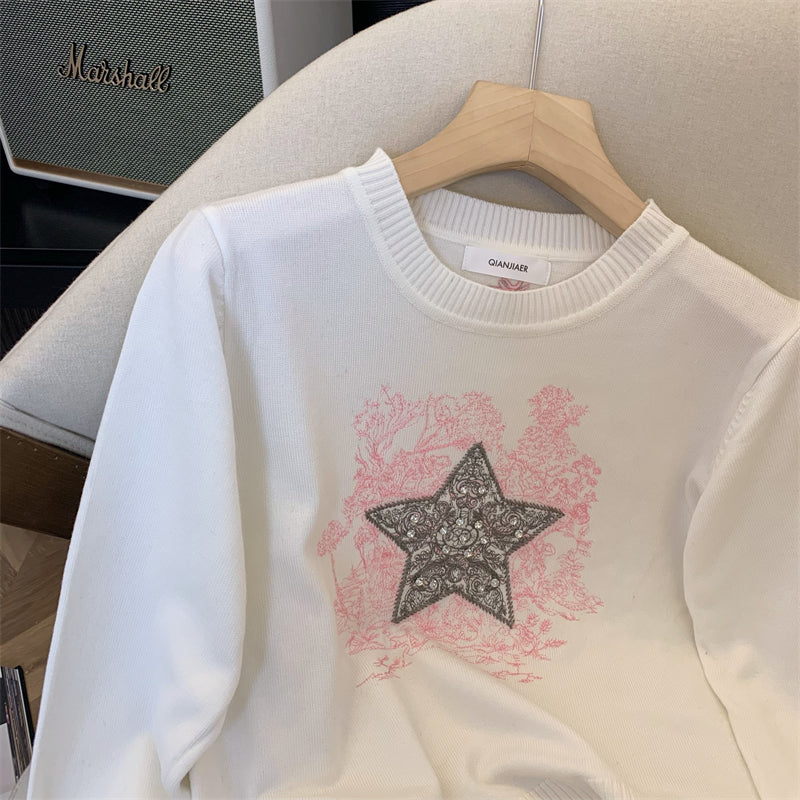 Elegant Vintage Embroidered Sweater for Women 2024