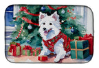 Japanese Spitz Cozy Christmas Dish Drying Mat