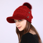Warm Big Ball Knitted Wool Hat | Embroidered Cap