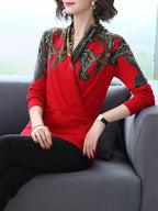 Chinese Style Autumn Print Pullover Sweater for Women | Streetwear