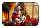 Jack Russell Terrier and Santa Claus Dish Drying Mat