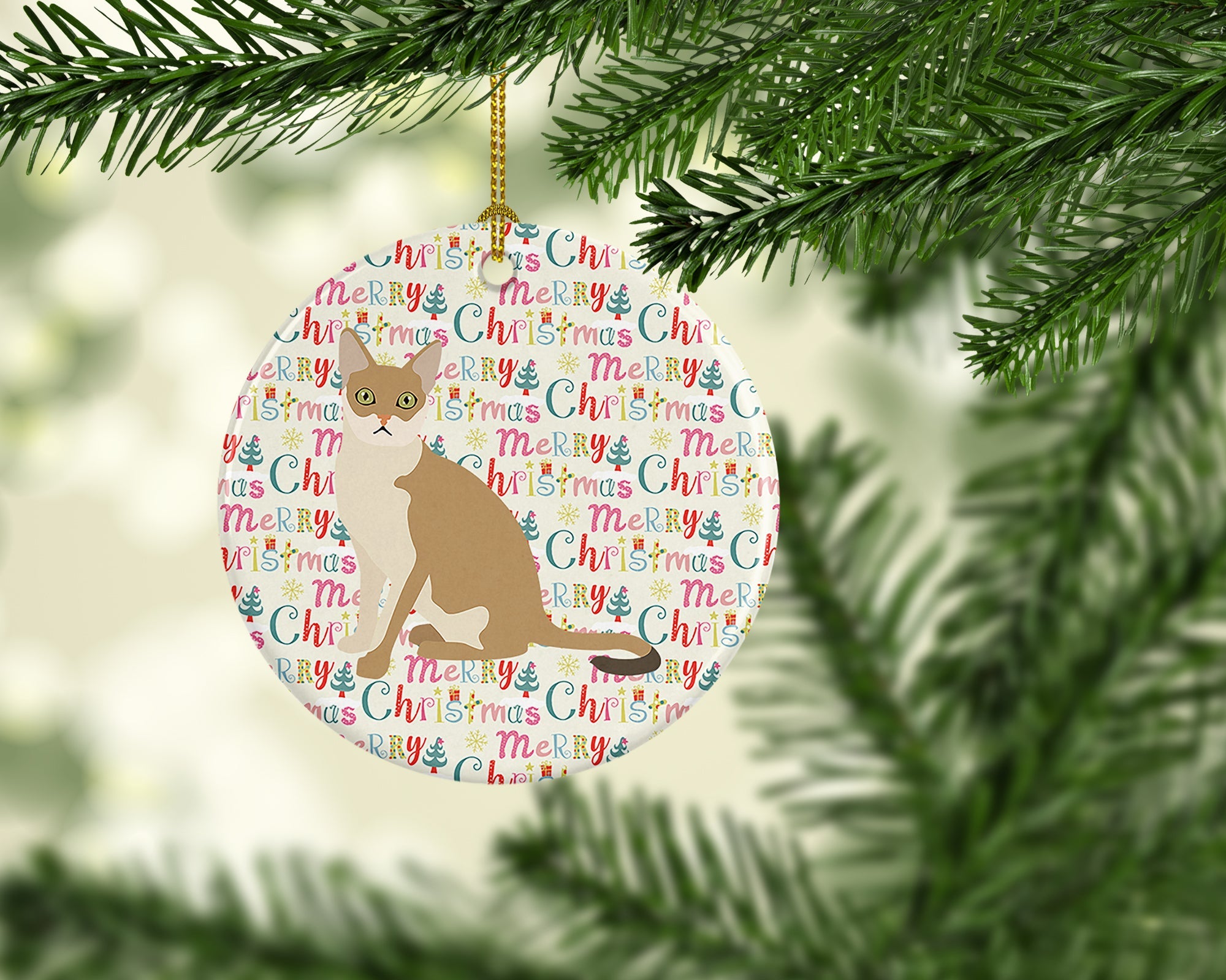 Singapura Cat Christmas Ceramic Ornament