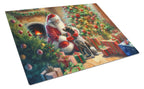German Shorthaired Pointer and Santa Claus Glass Cutting Board