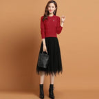 Slim Knit Lace Pullover Dress for Women - Autumn 2023 | Streetwear