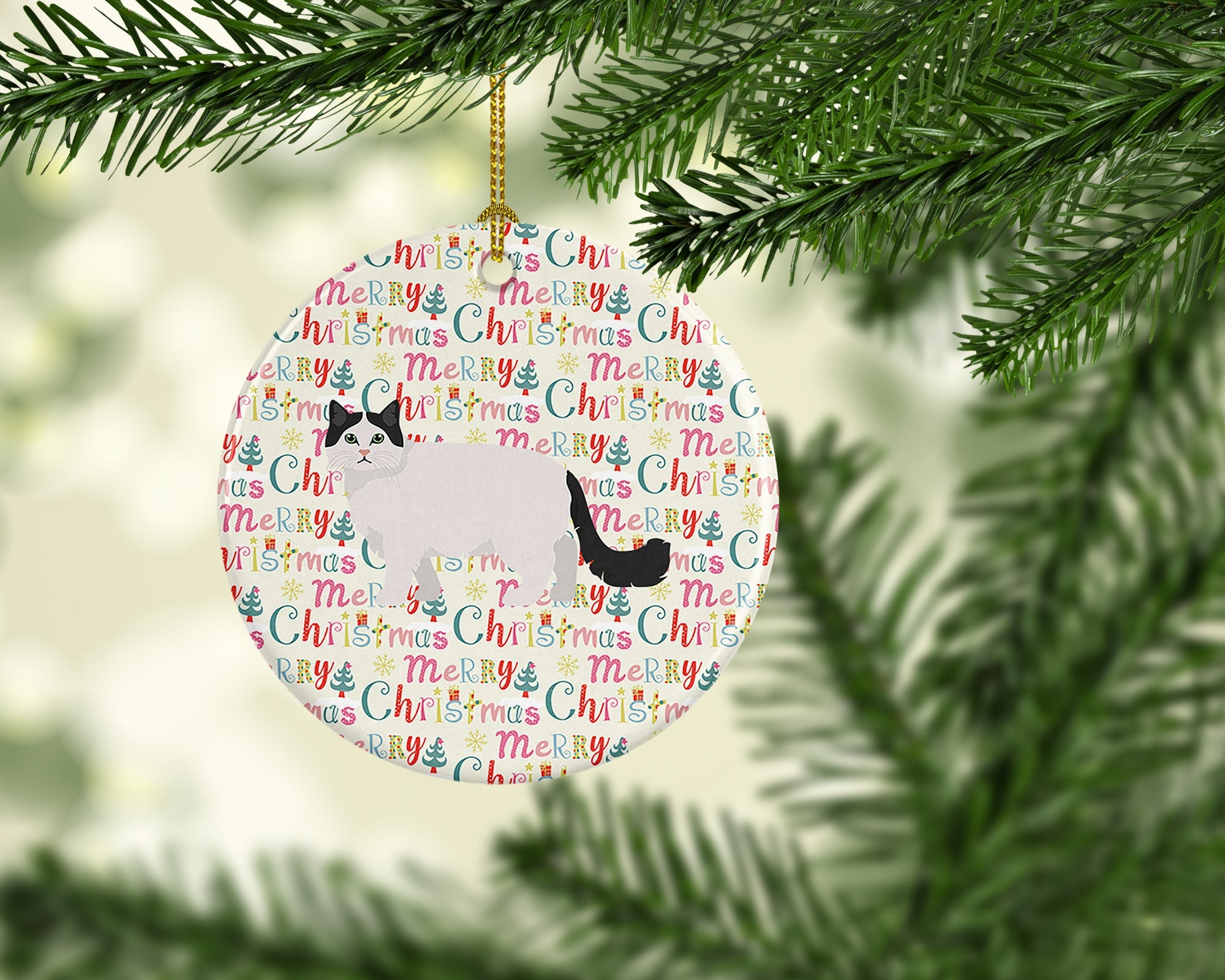 Ragamuffin #1 Cat Christmas Ceramic Ornament