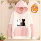 Velvet Hooded Sweatshirt for Girls with Color Match | Streetwear