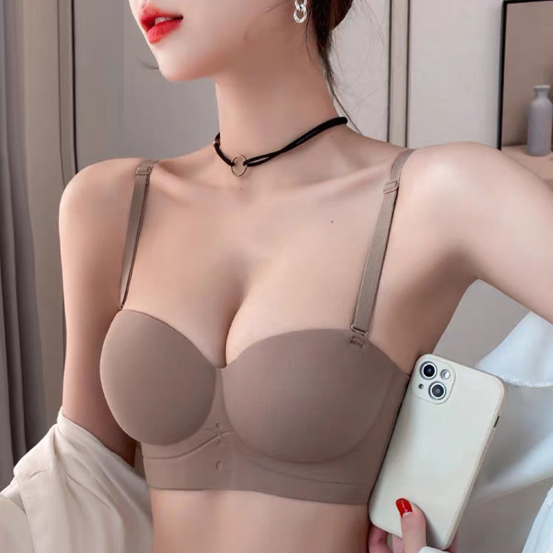 Half Cup Women's Strapless Invisible Bra Set