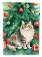 Cymric Cat By the Christmas Tree Garden Flag