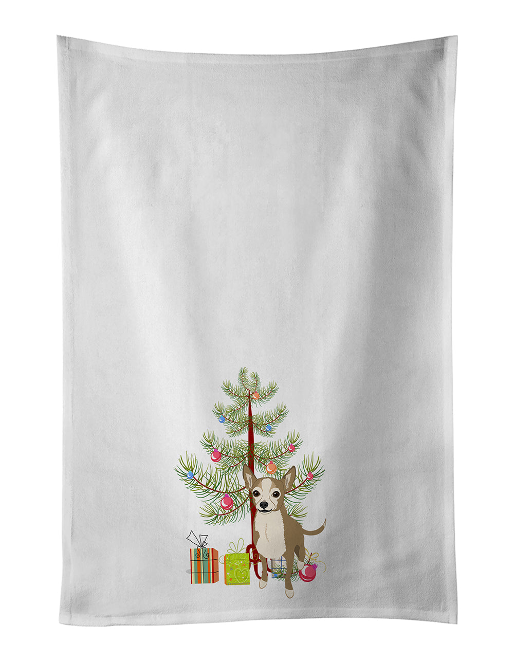 Chihuahua Silver and Tan Christmas Kitchen Towel Set of 2