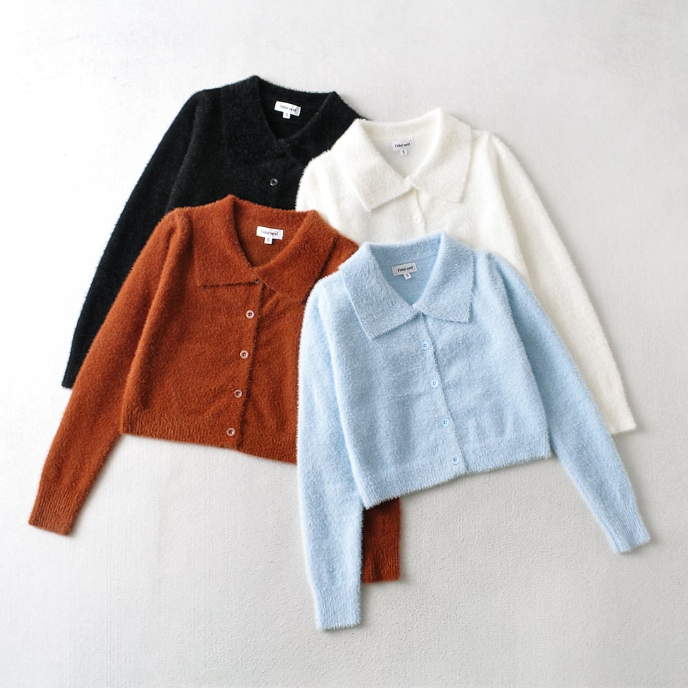 Knit Cardigan Jacket with Long Sleeves and Lapel Design