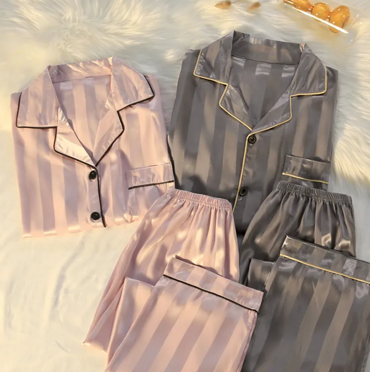 Striped Luxury Silk Sleepwear
