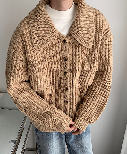 Men's Retro Single-Breasted Lapel Cardigan Sweater