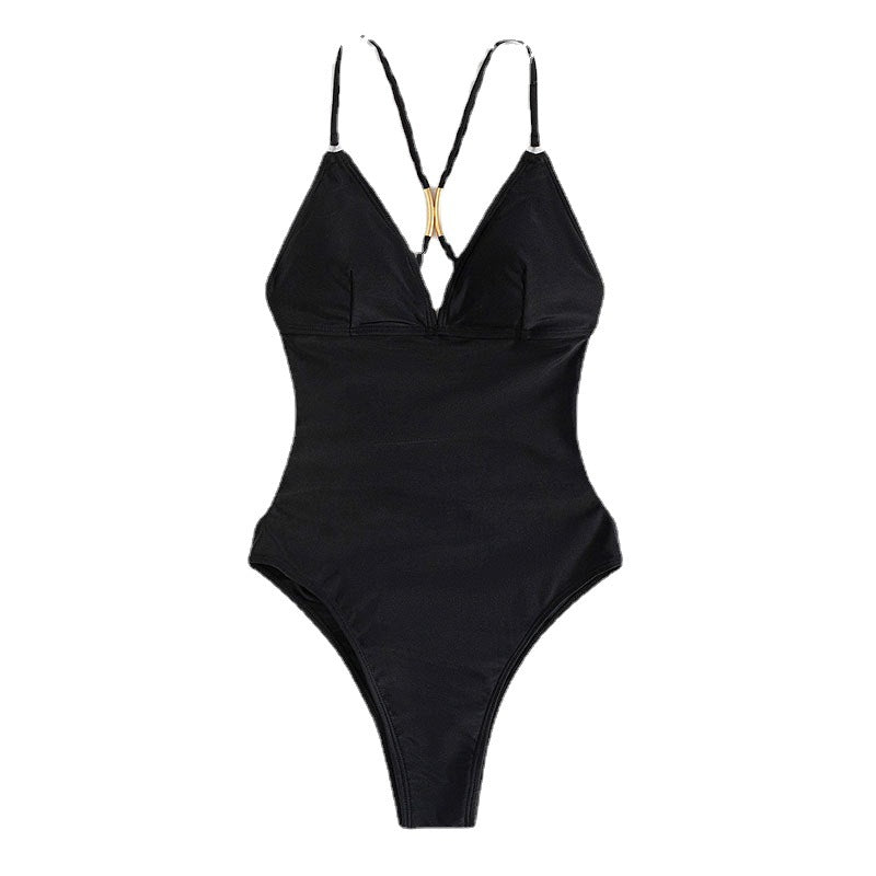 2024 New Women's V-Neck Slimming One-Piece Swimsuit