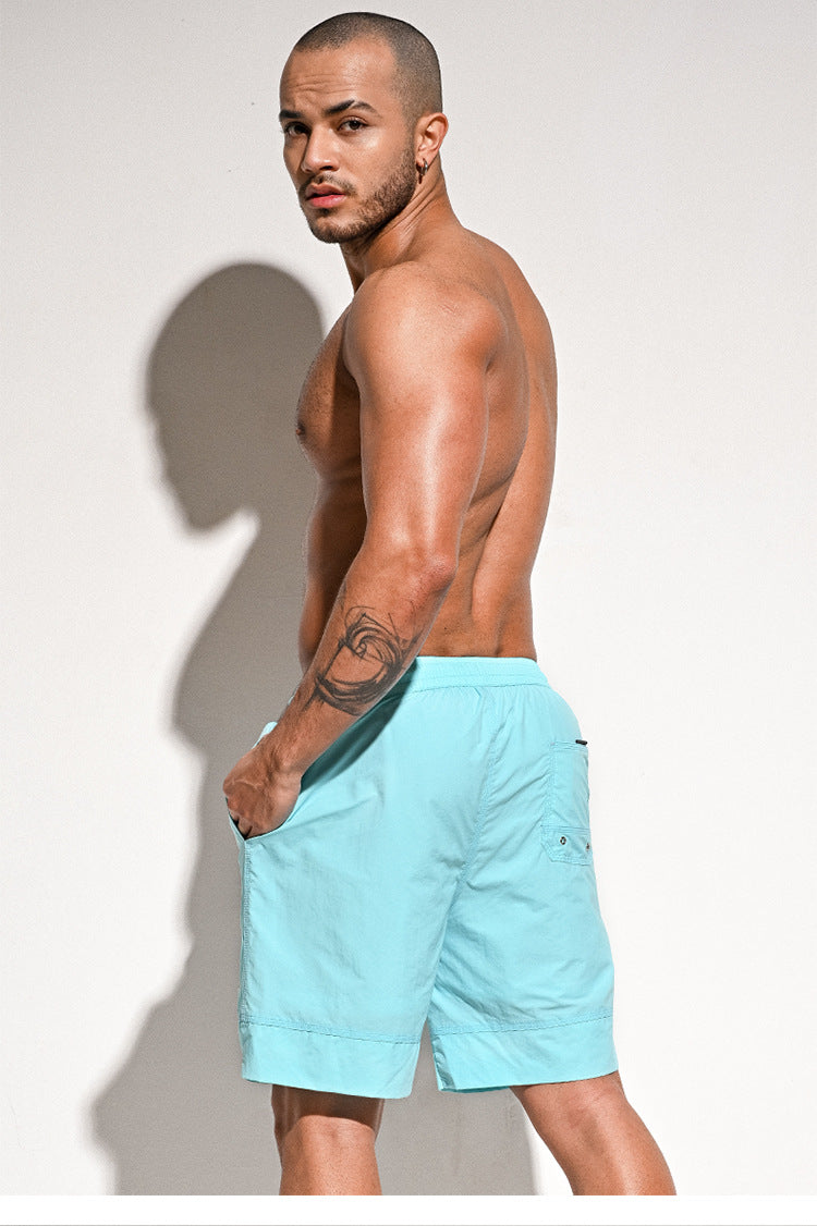Men's Army Green Solid Swim Trunks