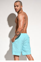 Men's Army Green Solid Swim Trunks