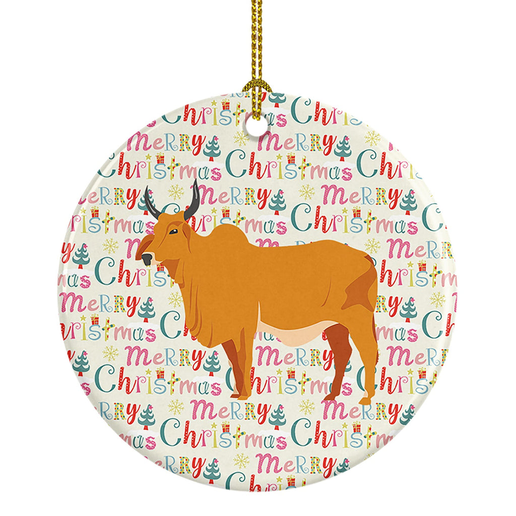 Zebu Indicine Cow Christmas Ceramic Ornament