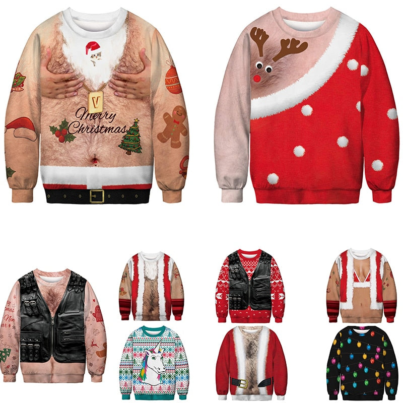 Men's 3D Christmas Reindeer Digital Print Hoodie | Streetwear