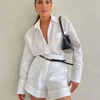 Spring Suit Jacket with Double-Breasted Shorts for Women