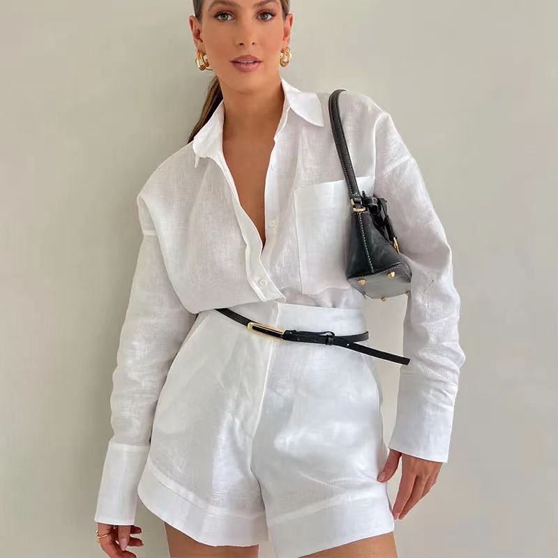 Spring Suit Jacket with Double-Breasted Shorts for Women