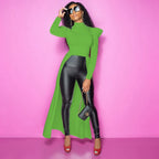 Casual Solid Color Pleated Long-Sleeved Sweater