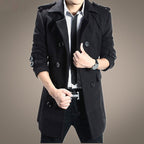 Men's Double-Breasted Wool Trench Coat