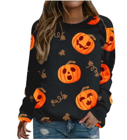 Halloween Women's Printed Long Sleeve Sweater