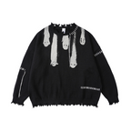 Knitted Crew Neck Collar Fringe Wool Top
