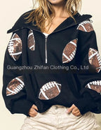 Casual Loose Long-Sleeved Hooded Printed Sweater for Women