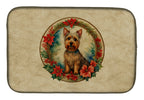 Australian Terrier Christmas Flowers Dish Drying Mat