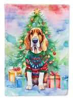 Basset Hound Christmas House Flag
