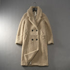 Women's Long Soft Waxy Teddy Coat with Lapel