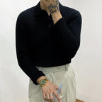 Men's Long Sleeve Autumn Polo Lapel Sweater Top