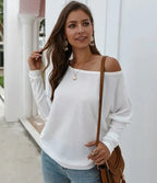 Off Shoulder Sweater Knit Top