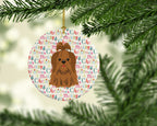 Merry Christmas Shih Tzu Silver Chocolate Ceramic Ornament
