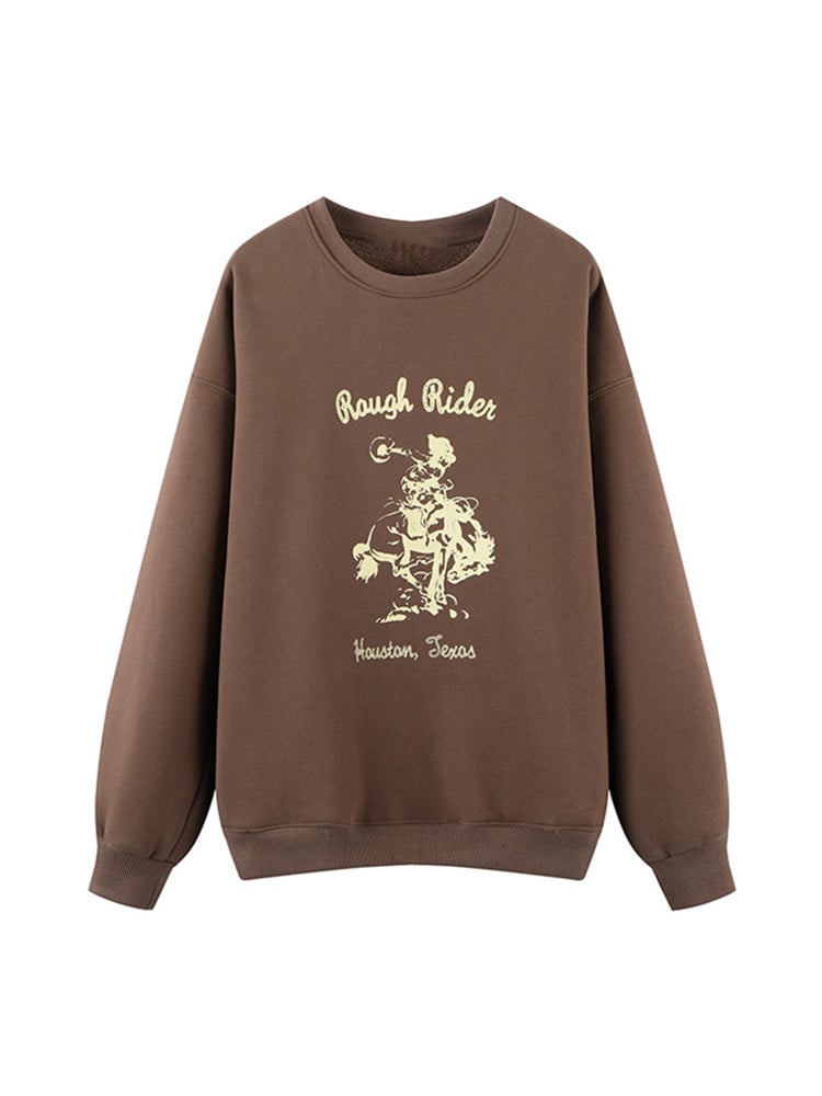 Knight Print Long Sleeve Loose Pullover Sweatshirt | Streetwear
