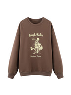Knight Print Long Sleeve Loose Pullover Sweatshirt | Streetwear
