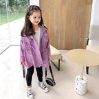 Shiny Mid-Length Windbreaker Jacket for Girls
