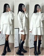 Casual College-Style Knit Skirt Set for Women