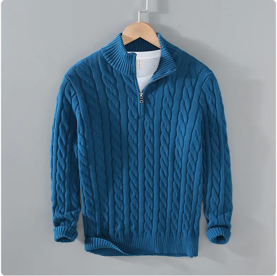 Men's Loose Zip Knit Sweater Pullover