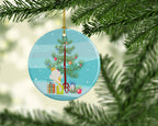 Parisian Trumpeter Canary Merry Christmas Ceramic Ornament