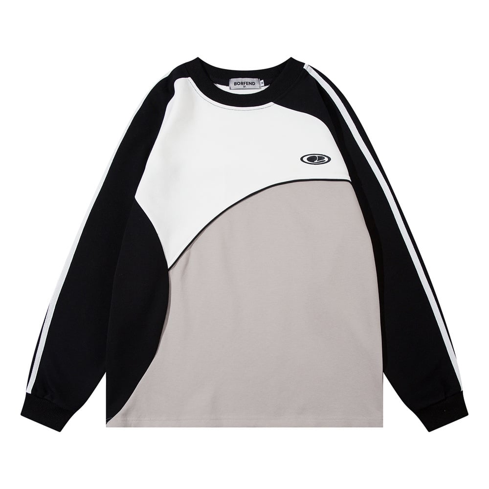 Men's Round Neck Sweater with Ribbon Stitching