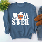 MOM STER Printed Round Neck Loose Long Sleeve Sweater