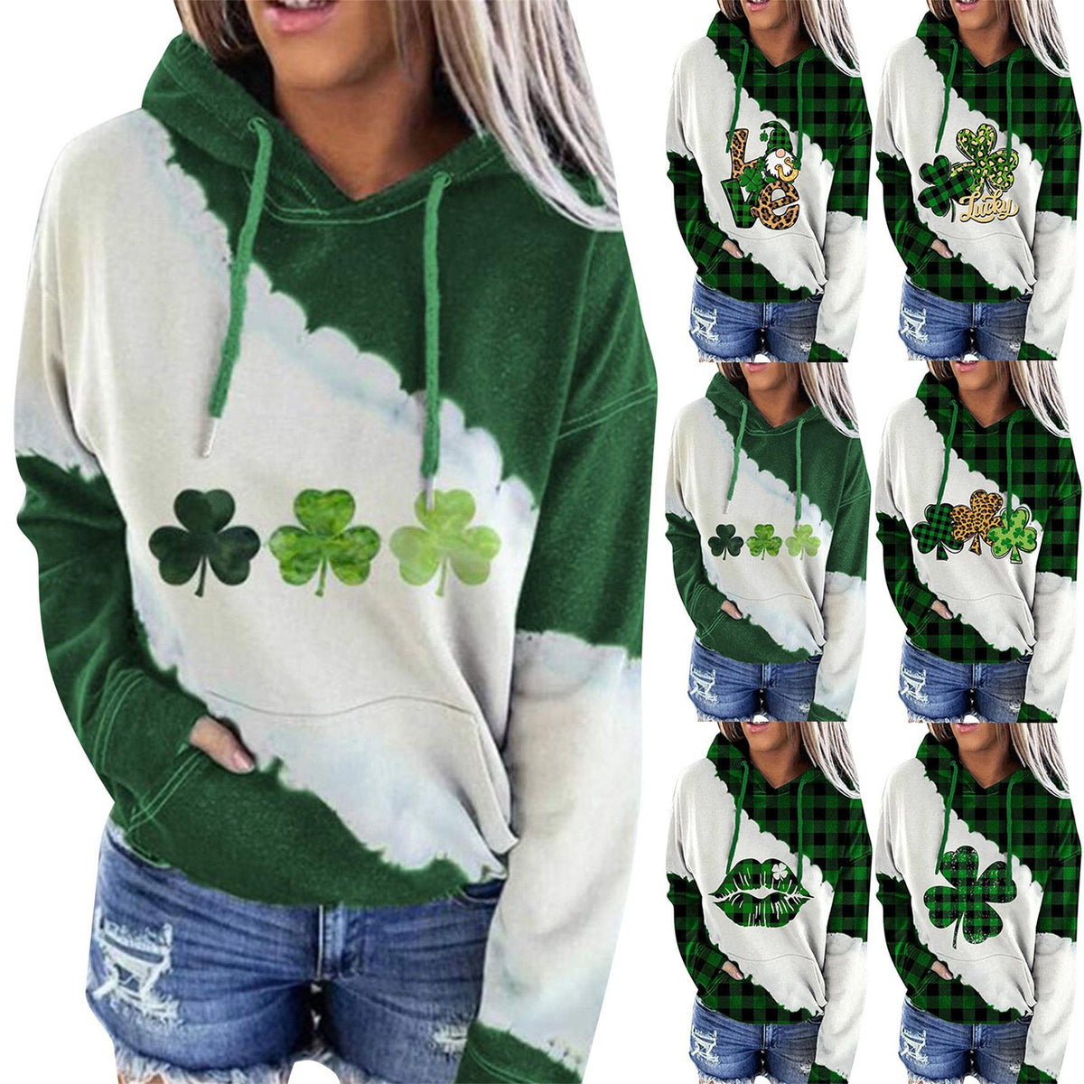 Lucky Grass Print Women's Casual Hoodie Sweatshirt | Streetwear